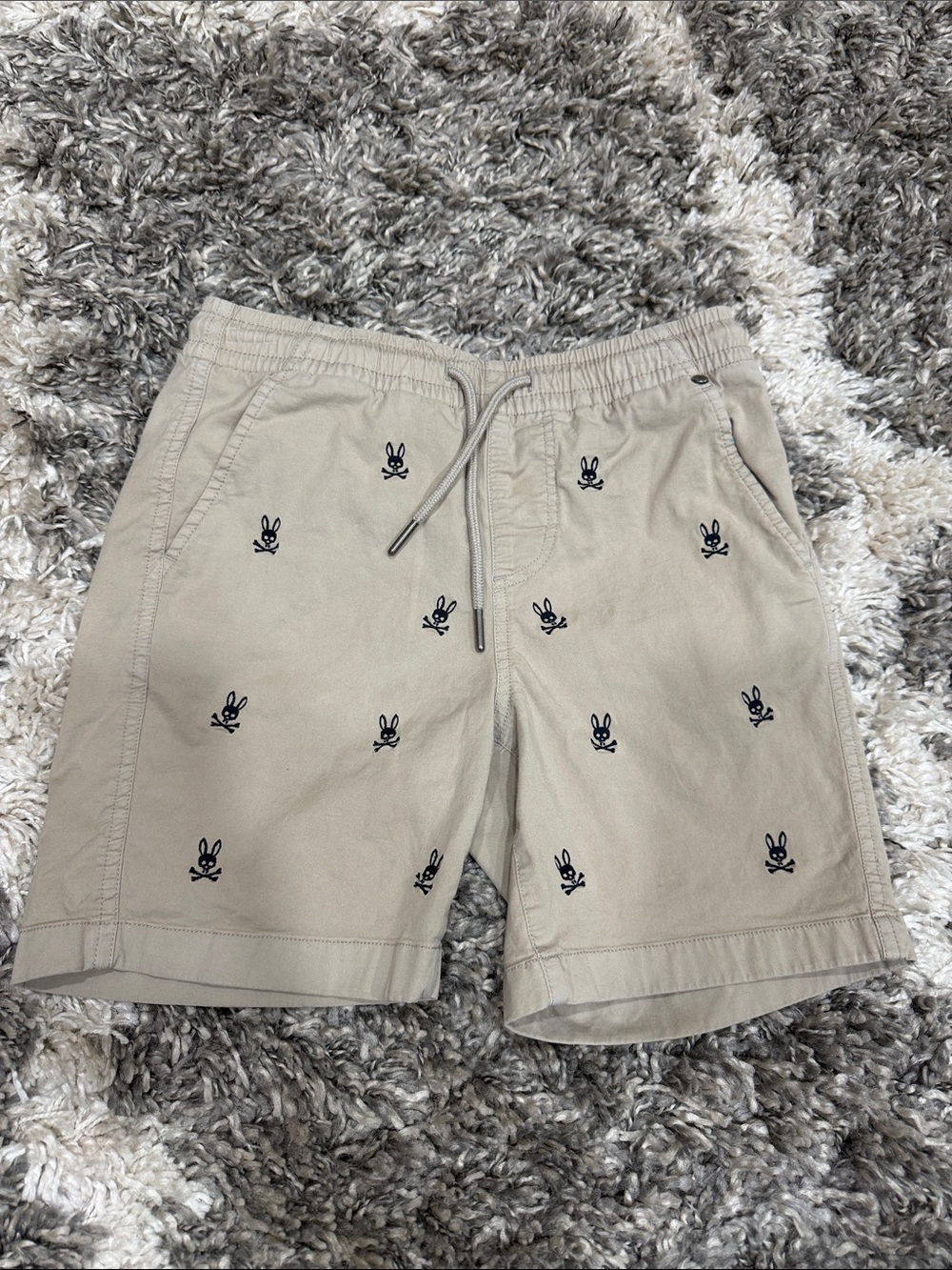 Psycho Bunny Beige Embroidered Logo Hybrid Shorts
